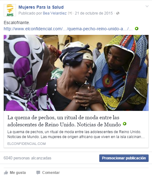 Quema de pechos, ritual de moda en Reino Unido